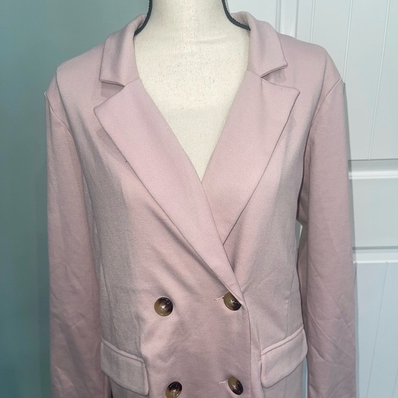 Walter Baker Double breasted blush pink oversized blazer jacket size large - Picture 2 of 8